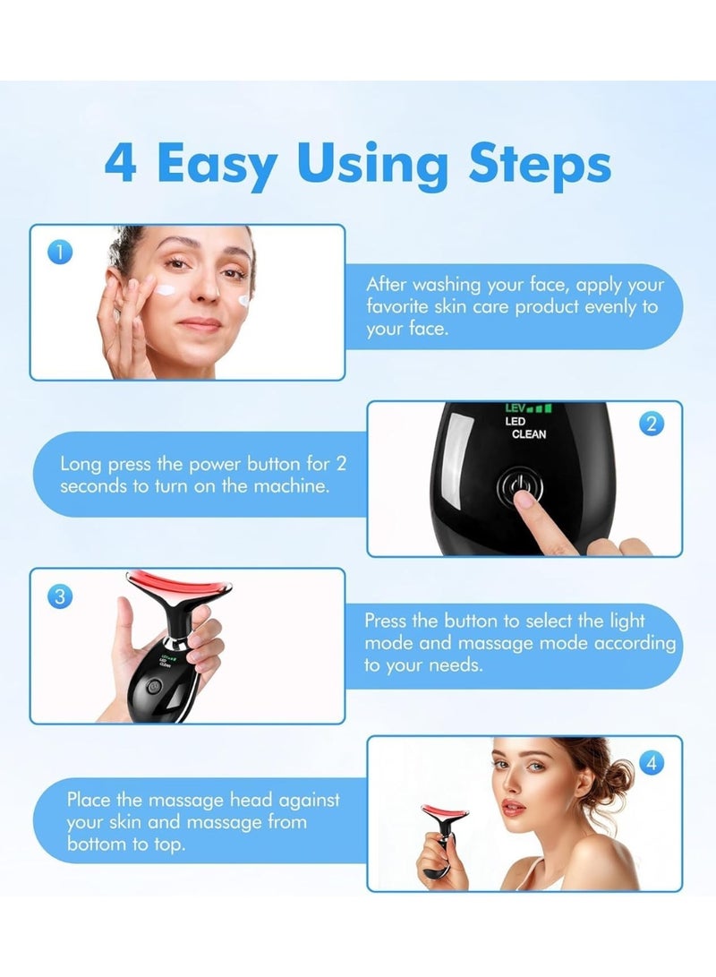 Face Massager, Face Beauty Device, Facial Lifting Therapy Machine EMS Face Massager Anti Wrinkle Skin Tightening Reduce Double Chin Skin Care Tools 7 Colour Modes- Black - Image 5